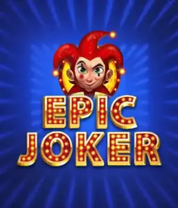 Step into the colorful world of Epic Joker slot by Relax Gaming, featuring a mischievous joker with a bright red hairstyle set against a sparkling blue background. This graphic captures the fun and excitement of classic slots, ideal for fans of classic casino aesthetics, providing a captivating play experience.